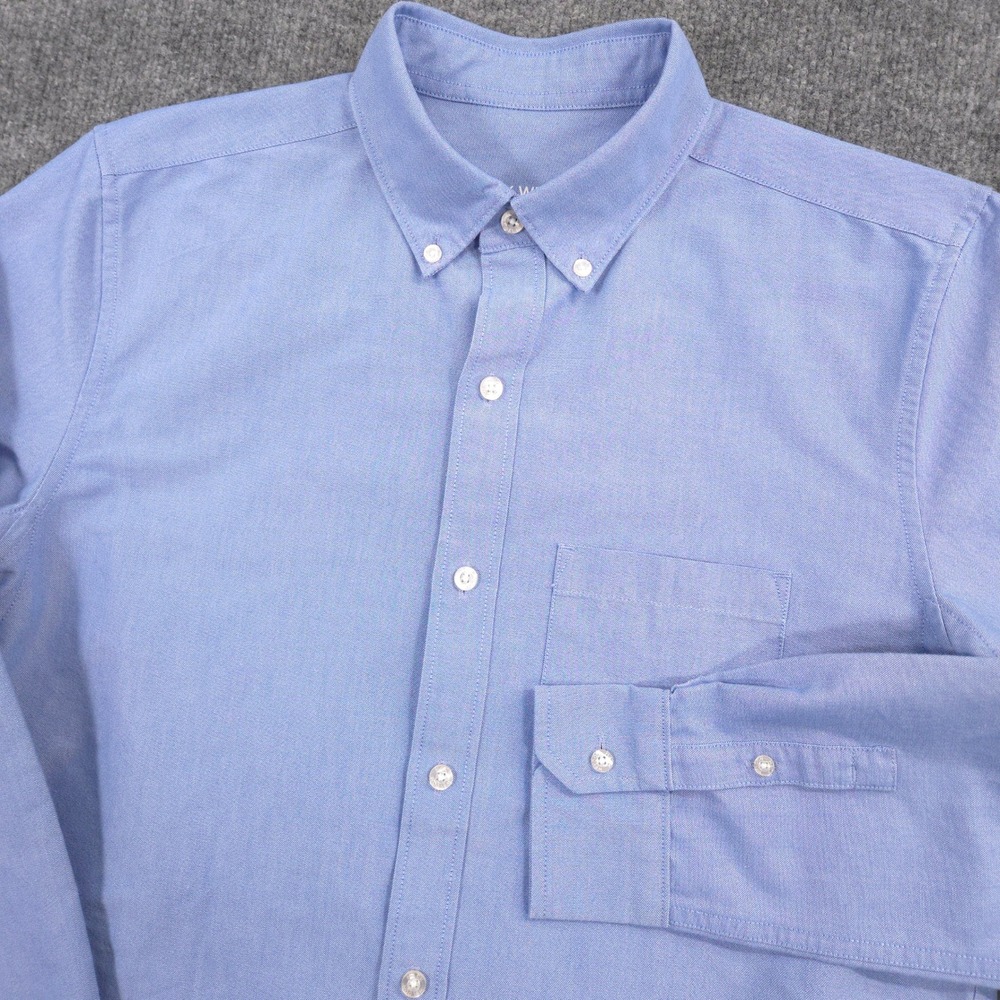 Mack Weldon 37.5 Oxford Shirt Men S Blue Long Sleeve Button Down Business Casual